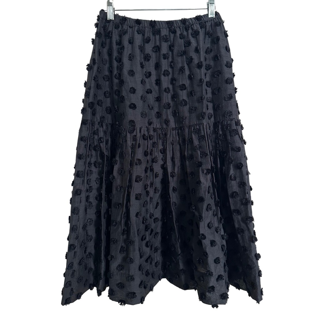 Corey Lynn Calter Black Swiss Clip Dot Tiered‎ Midi Skirt S